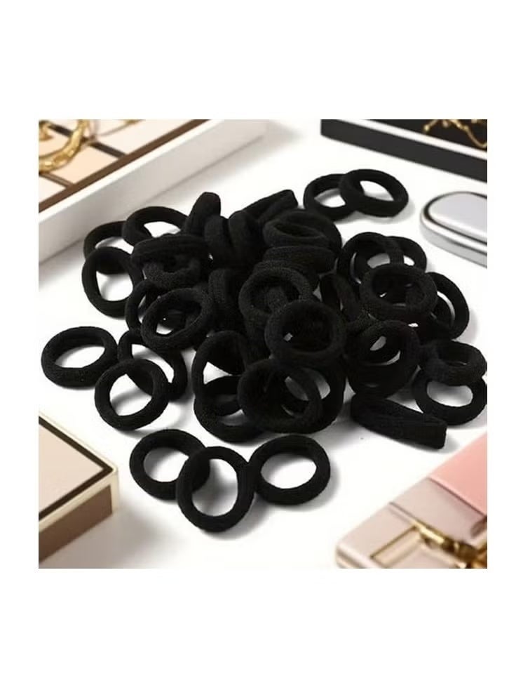 Star Beja 100 Pcs 1-Inch Black Thick Hair Elastics for Women & Girls | Soft, Gentle & Durable Stretchy Rubber Bands for Ponytails, Buns, Braids & Updos | No-Damage Hair Ties for Long, Curly, Fine & Thick Hair | Daily Styling Hair Accessories - Image 1